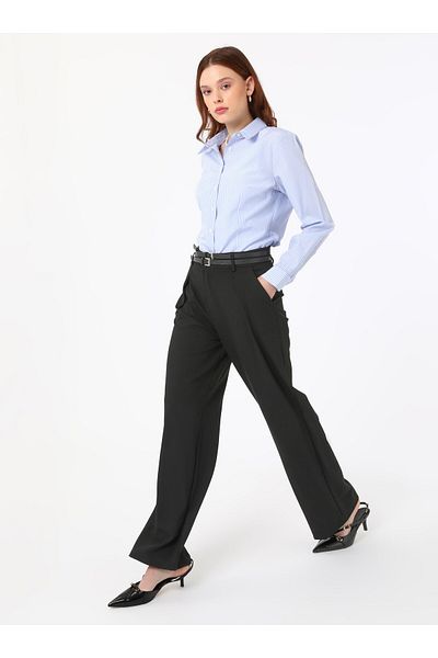 Refka Double Belt Detailed Trousers - Black - Refka