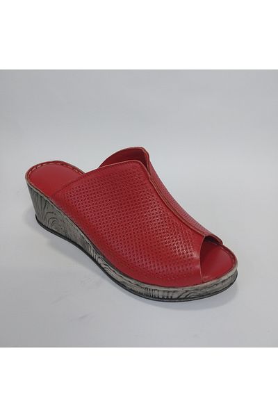 Mira Deri Genuine Leather 5.5 cm Wedding Heel Orthopedic Women's Slippers Vignot