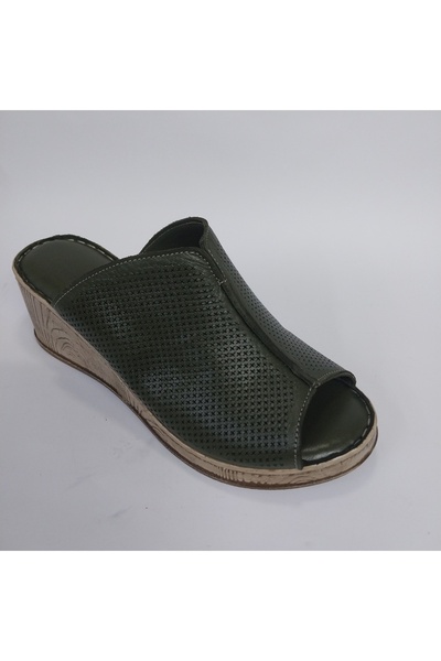 Mira Deri Genuine Leather 5.5 cm Wedding Heel Orthopedic Women's Slippers Vignot