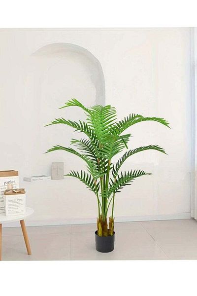 DRAMA HOME Artificial Palm Tree in a Green/Black Pot 120cm