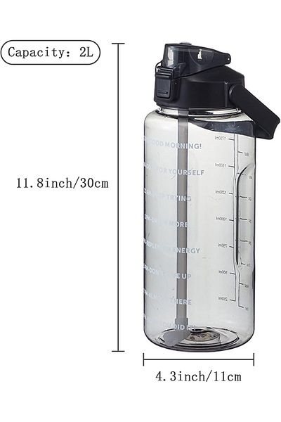 COOYA 2L Water Bottle, 68oz /2 Liter, Leakproof BPA Free with Handle Straw for Outdoor