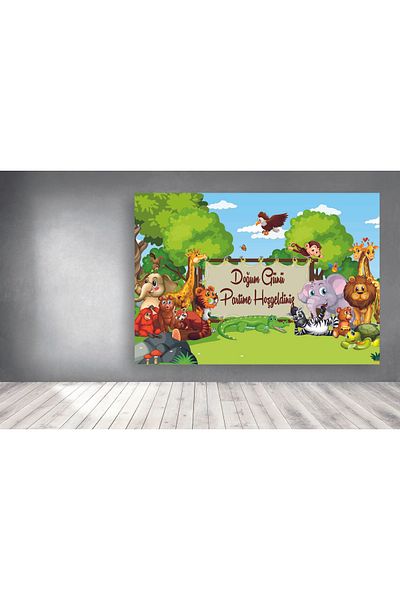 Sincap Design Safari Animals Concept Theme 70X100 cm Birthday Banner