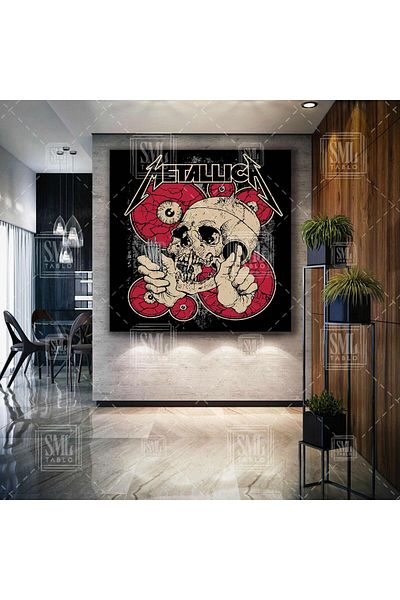 SML TABLO Metallica Rock Music Metallica Skull Decor Τετράγωνος πίνακας σε καμβά