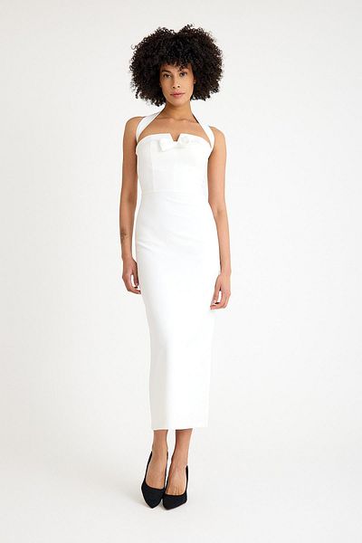 SpringStore فستان سهرة طويل وشاح إكرو
