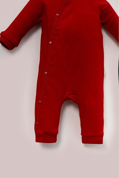 jijek baby kids Basic Baby Jumpsuit with Side Snaps – Organic Cotton, Easy-To-Wear Design -Red-0-3 Months