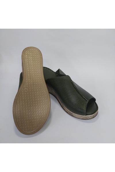 Mira Deri Genuine Leather 5.5 cm Wedding Heel Orthopedic Women's Slippers Vignot