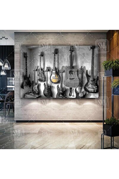 SML TABLO Klasik Bas Elektro Gitar Müzik Sanat Müzik Evi Dekor Yatay Kanvas T...