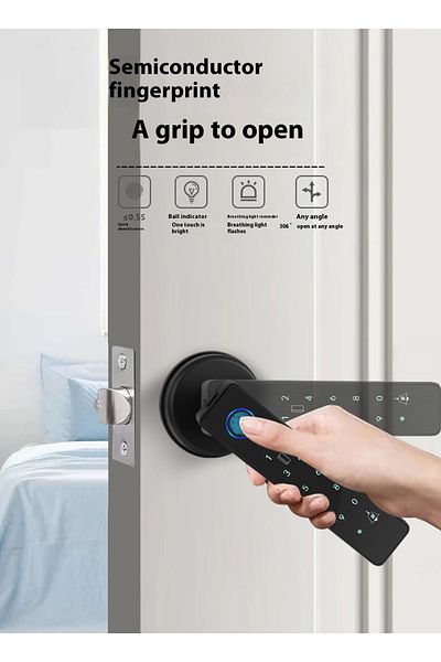 sharpdo TuYa Smart Life APP, WIFI Fingerprint Electronic Door Lock, Fingerprint/Swipe Card/Password/Key