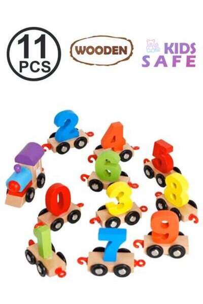 HALAMODO مجموعة قطار أرقام خشبية من 11 قطعة MTTEL007