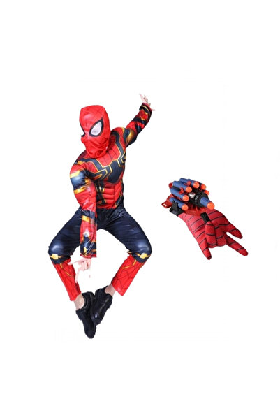 Depox Set costum Iron Spiderman și lansator de mănuși cu 7 ventuze din burete...