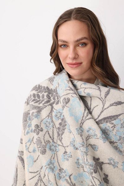 Desen Triko Women's Knitwear Ivy Floral Large Shawl 06