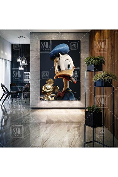 SML TABLO Puro İçen Ördek Donald Duck Varyemez Amca Mafya Dikey Kanvas Tablo