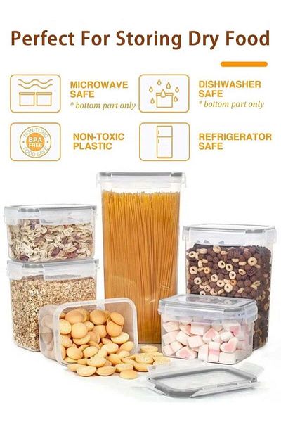 COOYA 28 PCS Kitchen Storage Containers, With Labels and Spoon, for Dry Food, Flour and Sugar