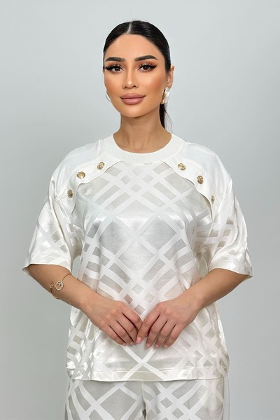 FEVER Jakar desenli düğme detaylı bluz