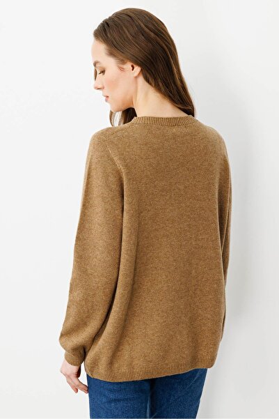 Desen Triko Γυναικείο κλασικό μάλλινο πουλόβερ με λαιμόκοψη V.Camel