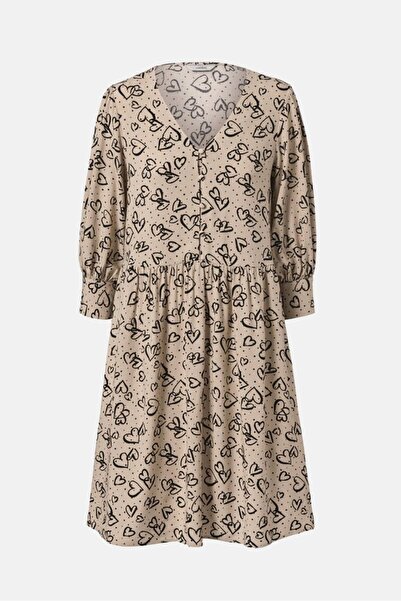 Tchibo Women Allover Print Midi Dress, Tan