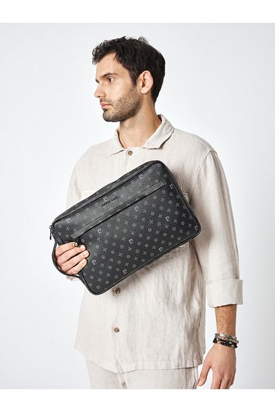 Pierre Cardin 2022 Printed Black Laptop and Tablet Bag - Shoulder Bag