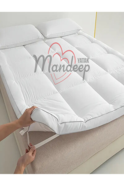 mandeep yatak Yün Ped Iç Dolgusu %100 Saf Yün %100 Pamuklu Kumaş Yatak Pedi T...