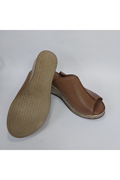 Mira Deri Genuine Leather 5.5 cm Wedding Heel Orthopedic Women's Slippers Vignot