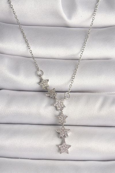 Clariss 316L Steel Silver Color Chain Zircon Stone Star Model Women's Necklace