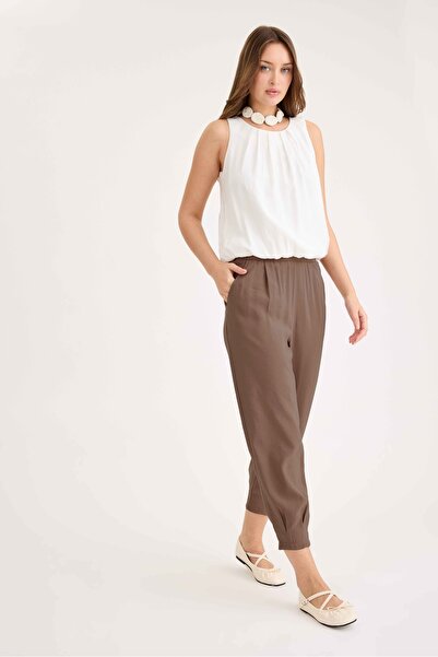 Vitrin Pleated Carrot Cut Modal Trousers