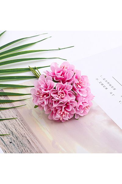 Choice 6PCS Pink 6/60pcs Silk Stamen Artificial Flower Bouquet Wedding Party Decoration DIY Handmade Wreath