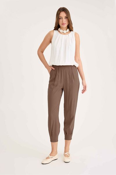 Vitrin Pleated Carrot Cut Modal Trousers