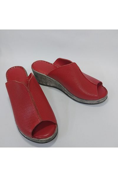 Mira Deri Genuine Leather 5.5 cm Wedding Heel Orthopedic Women's Slippers Vignot