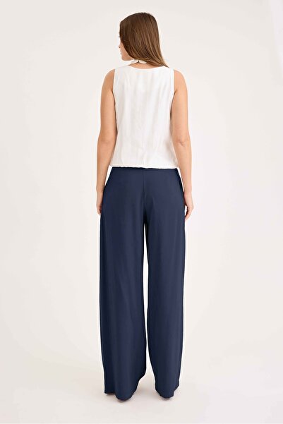 Vitrin High Waist Pleated Palazzo Modal Pants