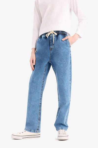 DeFacto Pantaloni de blugi pentru băiat, cu bandă elastică, cu croiala dreaptă E1051a825sp
