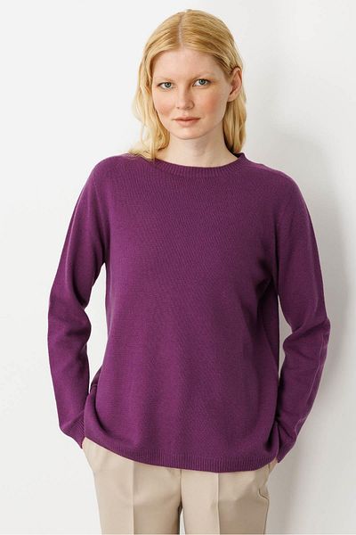 Desen Triko Women's Crew Neck Classic Wool Sweater A.Purple