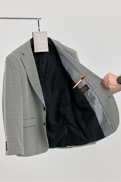 Frappoli Ανδρικό μπουφάν Ivano μαύρο Lycra Stretch Fabric Mono Collar Blazer (Plus Size - Oversize)