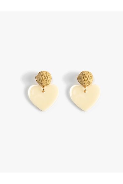 Koton Earrings Natural Textured Heart Shaped Dangle