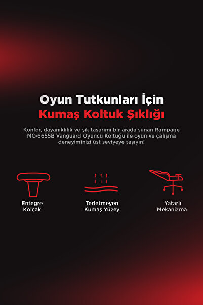 Rampage MC-6655B Vanguard Siyah/Gri Oyuncu Koltuğu