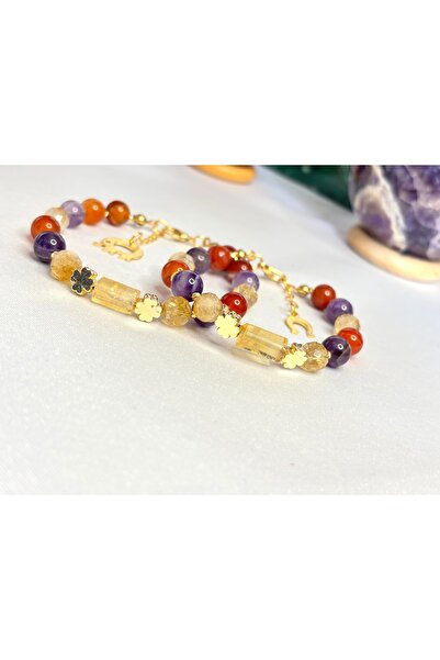 kuartz Ametist Sitrin akik sertifikalı doğaltaş bileklik