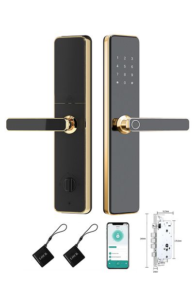 sharpdo Smart Fingerprint Electronic Door Lock, Fingerprint/Card/Key/Password/Bluetooth