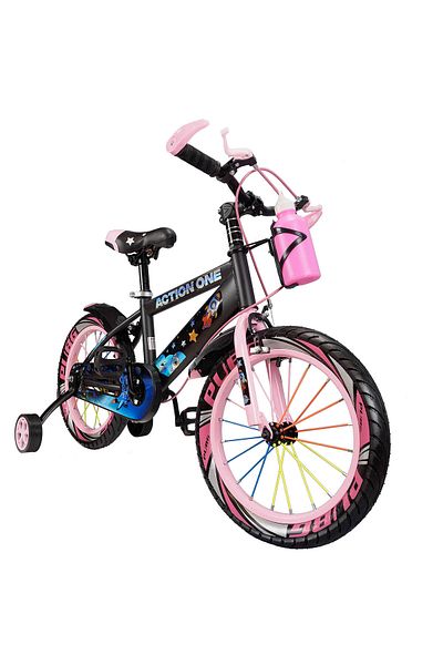 ACTION ONE Bicicleta copii 6-9 ani cu roti ajutatoare si bidon pentru apa in suport Super Nova, 20 inch, roz