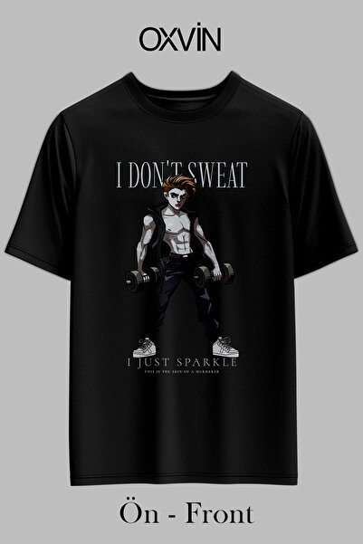 OXVİN GYM FITNESS I DON'T SWEAT Μπλουζάκι με στάμπα OVERSIZE Μαύρο Unisex T-S...