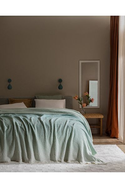 Madame Coco Lunevere Double 100% Cotton Bedspread - Turquoise