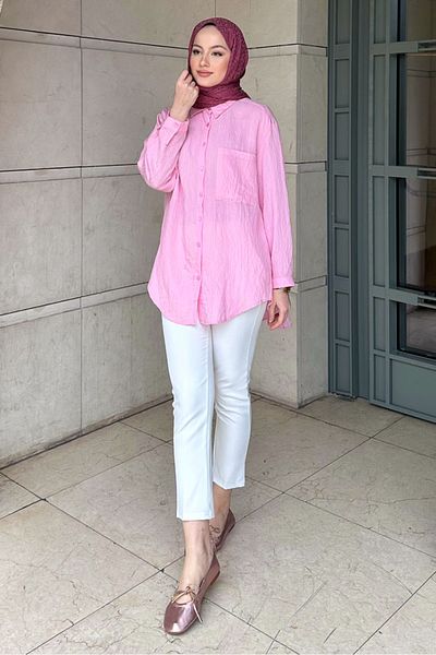 ANONİM STORE Solid Color Basic Shirt - Pink