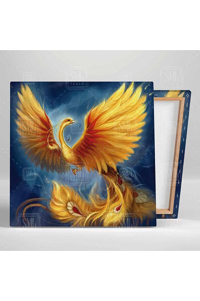 SML TABLO Φοίνικας Simurg Bird Art Μυθολογία Σμαραγδένια Φοίνικας Τετράγωνος Πίνακας ζωγραφικής σε καμβά