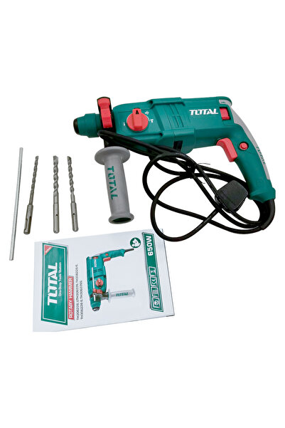 TOTAL 650W Rotary Hammer with 4 Functions, 3 Accessories, High Impact for Concrete, Wood, Steel