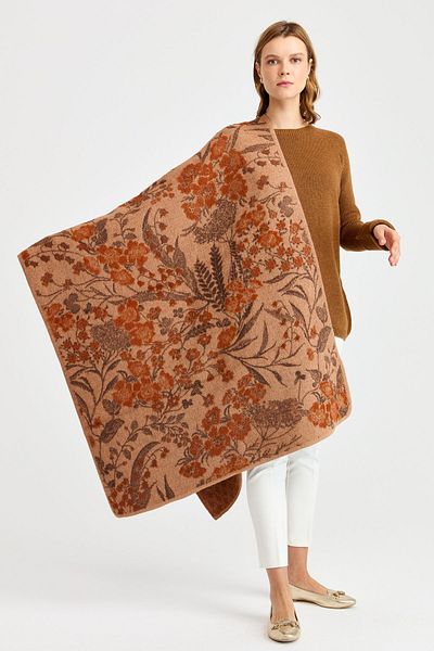 Desen Triko Γυναικείο Πλεκτό Ivy Floral Large Shawl 02