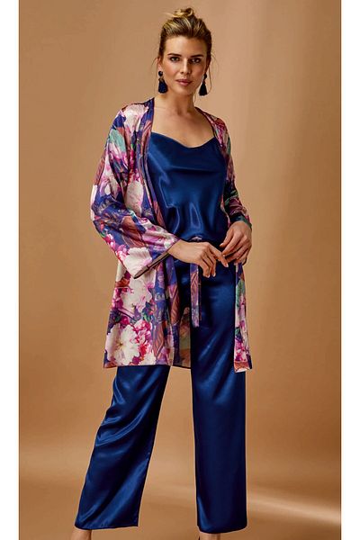 Nurteks 9284 Satin Printed Triple Pajama Set Large Size