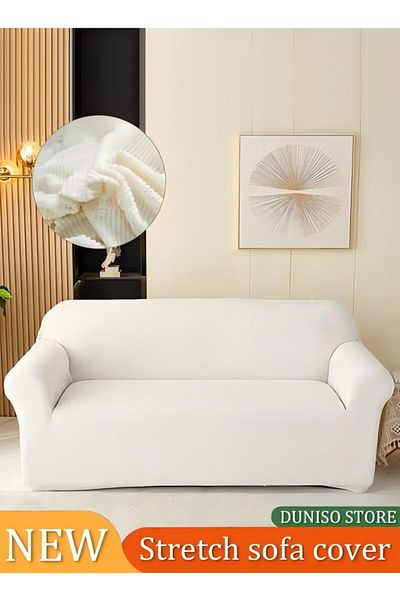 Generic Three-seater Stretch Sofa Cover, Jacquard Small Check Fabric, Protect The Sofa, Soft, Elastic Bottom