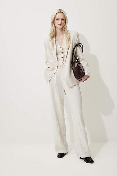 DeFacto New Season Wide Leg Linen Blended Palazzo Trousers High Waist Wide Loose Leg with Pins