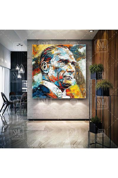 SML TABLO Mustafa Kemal Atatürk Portret cu aspect de carizma Pictură pătrată pe pânză