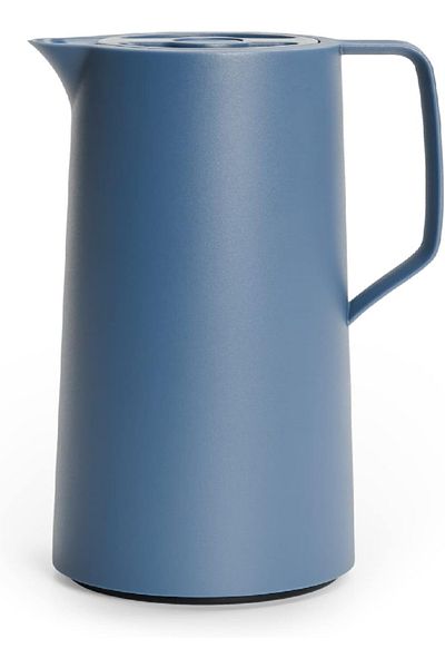 emsa N41703 Motiva Jug 1L | Quick Press | 12h Hot, 24h Cold | Glass Bulb | Nordic Blue | Germany