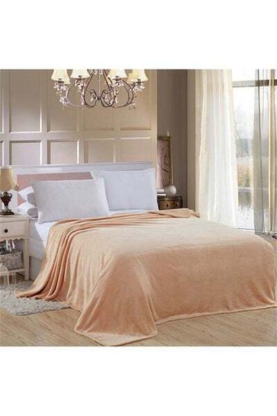 HALAMODO Super Soft Light Weight Plain Single Bed Blanket Flannel Beige 160x200cm