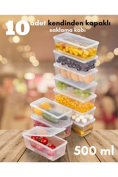 ALPY E TRADE 10-Piece Freezer Compatible Self-Covered Storage Container – 500 ml